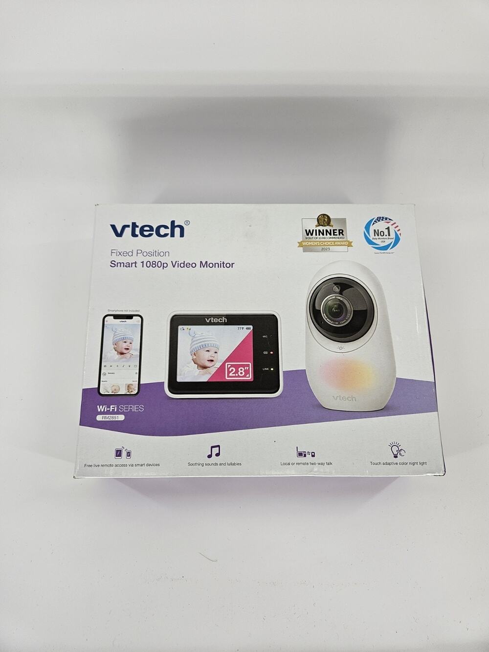 VTech RM2851 Smart WiFi 1080p Baby Monitor 2.8in Screen Camera Open Box